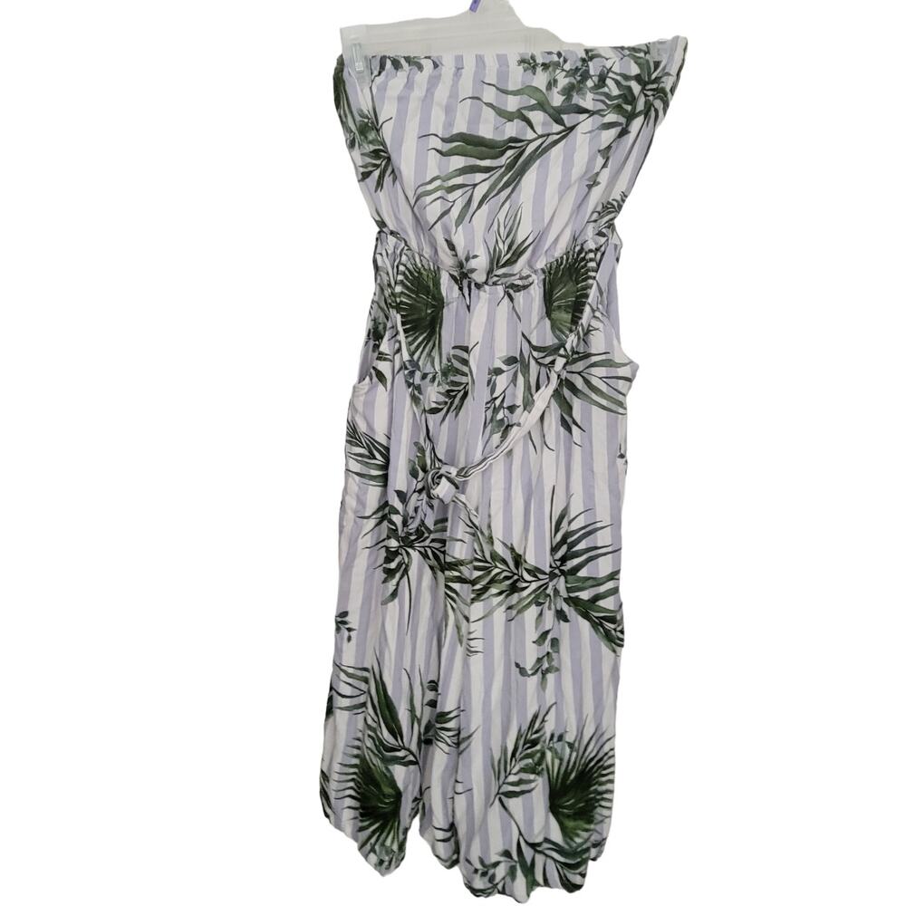 VICI Strapless Jumpsuit Size Small Striped with Floral Design Bright & Cheerful
